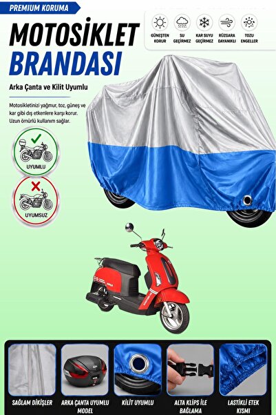 Cemku Double Gray Top - Blue Bottom, Rear Bag Compatible Asian Scooturk-100 M...