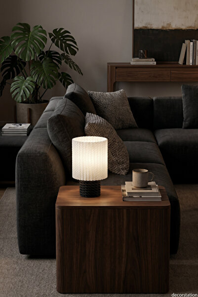 Decorstation Halat Desenli İskandinav Tarzı Masa Lambası Modern Abajur