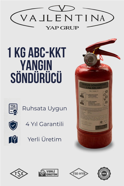 VALLENTİNA 1 KG YANGIN SÖNDÜRME CİHAZI TSE-HYB/CE BELGELİ 4 YIL GARANTİLİ (TÜ...