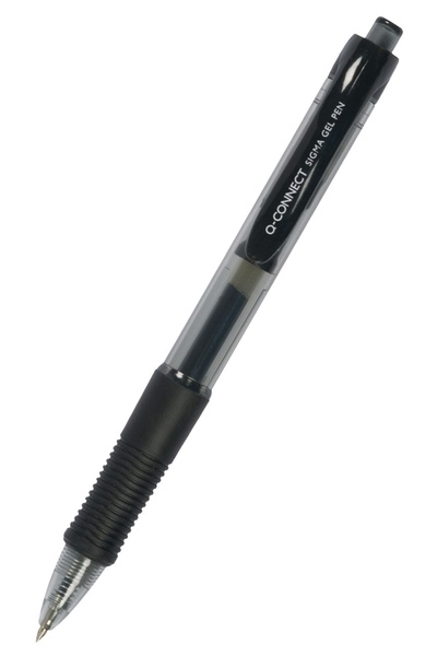 Q-Connect Pix cu gel, mecanism retractabil, rubber grip, 0.5 mm, - negru