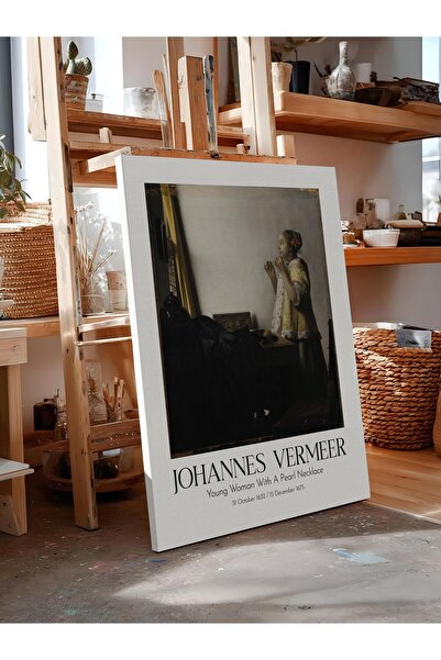 Postifull Johannes Vermeer - Young Woman with a Pearl Necklace, Canvas Painti...