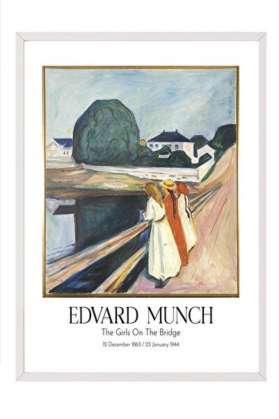 Postifull Edvard Munch - Devojke na mostu, slika u belom okviru, umetnička se...