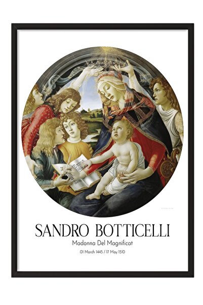 Postifull Sandro Botičeli - Madona Del Magnificat, Slika sa crnim okvirom, Se...