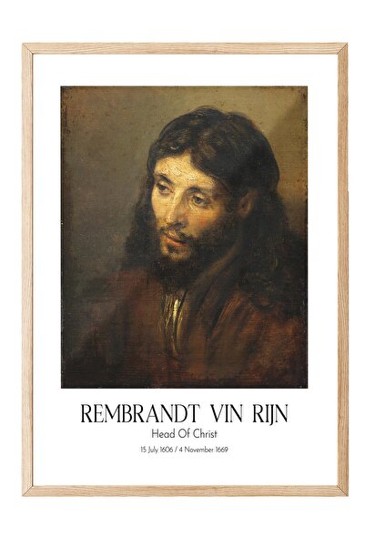 Postifull Rembrandt Vin Rijn - Glava Hrista, slika u drvenom okviru, umetničk...
