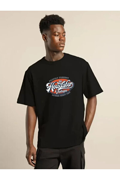 Efnaz style   Unisex Printed Oversize T-Shirt - Black