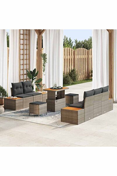 vidaxl Set de canapele pentru gradina 8 pcs Gri poliratan