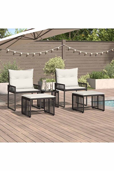 vidaxl Set de Mobilier pentru Exterior 11 pcs Negru si Alb crem
