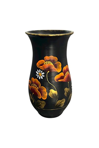 Ceramica Martinescu Vaza ceramica pictata manual cu maci portocalii – Margine...