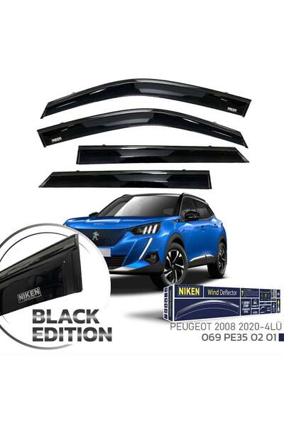 Niken Peugeot 2008 Cam Rüzgarlığı Siyah Kromlu 2020- 4'Lü