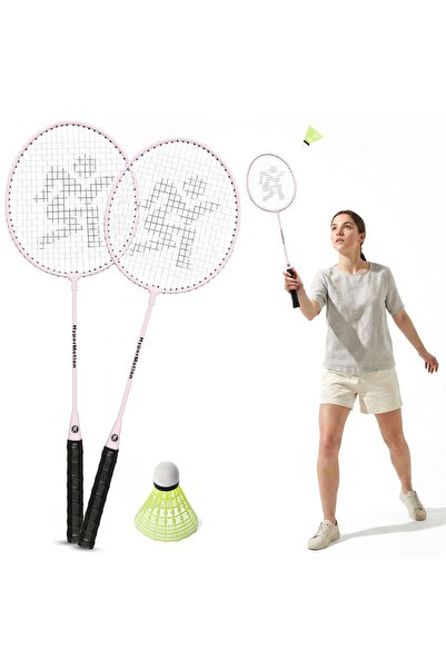 HyperMotion Set badminton 2 rachete + fluturaș roz