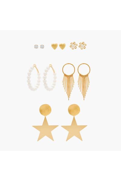 Lifestyle Pack of 6 Gold Tone Assorted Earrings