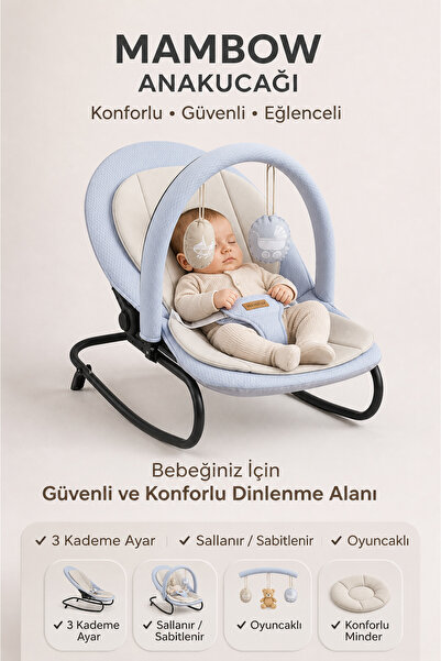 Quero Mambow Ana kucağı, Premium Cotton, 3 Kademe Ayarı, Sallanır, Sabitlenir...