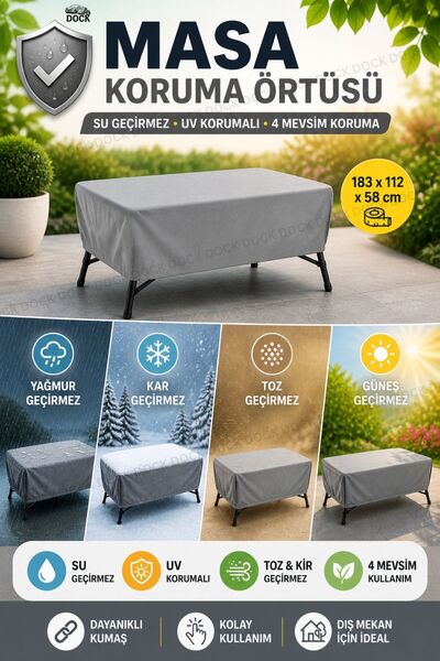 Dock GRİ MASA BRANDASI(ÖRTÜSÜ) SU GEÇİRMEZ-4 MEVSİM-