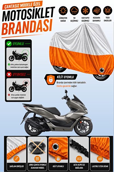 Cemku Twin غطاء محرك متوافق مع هوندا PCX150 باللون الرمادي من الأعلى والبرتقا...