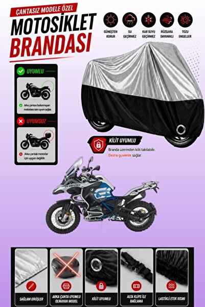 Cemku Twin غطاء محرك متوافق مع سيارة BMW R 1200 GS باللون الرمادي من الأعلى و...