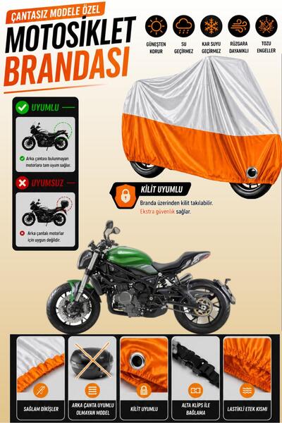 Cemku Twin غطاء محرك متوافق مع Benelli 752 S باللون الرمادي من الأعلى والبرتق...