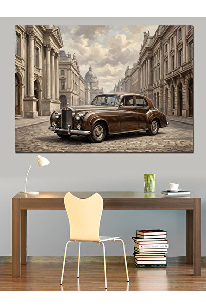 Artmeg Διακοσμητικός καμβάς Classic Car And City Street - Ξύλινος πίνακας MDF