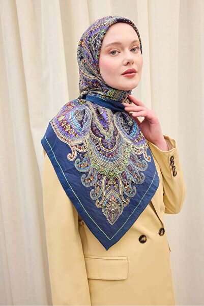 Silk Home Velora Scarf Ethnic Navy Blue 90X90