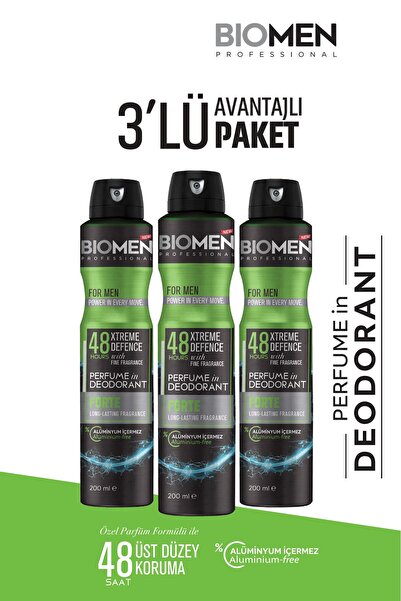 Biomen Perfume in Deodorant For Men Forte 3x 200 ml