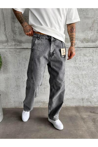 KağanKY Smoked Relax Baggy Jean with Stitching Detail