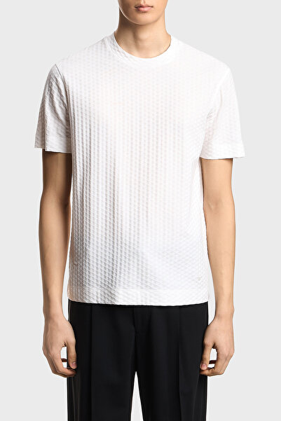Emporio Armani Jacquard Cotton Regular Fit Round Neck t Shirt Men's t Shirt E...