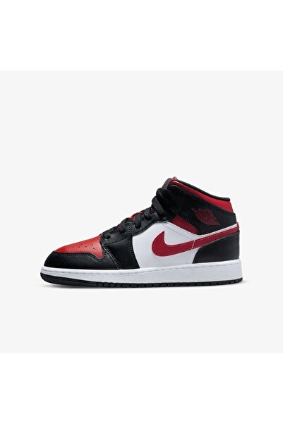 Nike Air Jordan 1 Mid Black Fire Red Kadın Spor Ayakkabı