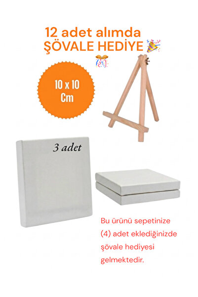 Regislunart 10x10cm arkadan zımbalı kaliteli tuval (12) adet alımda Şövale he...