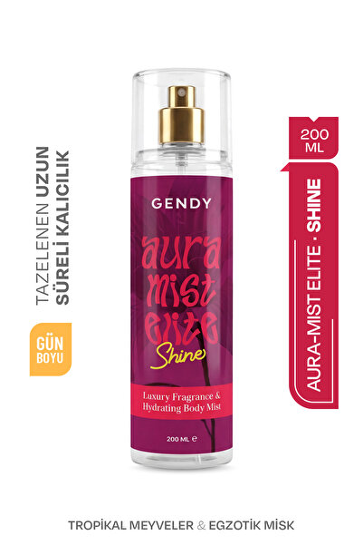 GENDY Aura Mist Elite - SHINE Body Mist, Parfümlü Vücut Spreyi 200 ML