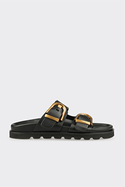 Elle Shoes Siyah Deri Kadın Terlik
