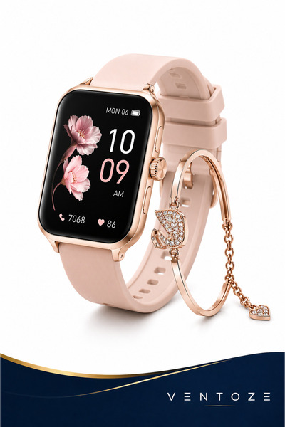 Ventoze Amoled Ekran, Metal Kordonlu Bluetooth Kadın Akıllı Saat – Smart Watc...