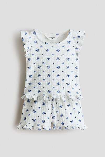 H&M Pamuklu ve Delik Desenli Pijama Takımı