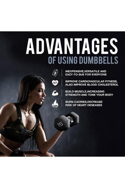 TOSHIONICS 4 Kg Hexagonal Dumbbells [2 Piece] Set PVC Coated Hand Weights Anti-Slip Anti-Roll Home Gym Fitness Equipment for Strength
