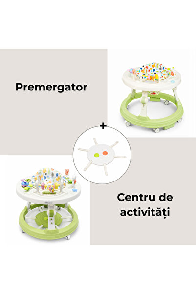 Kidizi Centru de activitati transformabil in premergator Orbit Activity Seat verde pentru bebelus...