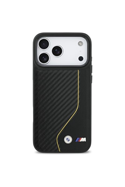 BMW M Carbon Line Δερμάτινη Θήκη MagSafe για iPhone 17 Pro Max Μαύρο/Κίτρινο