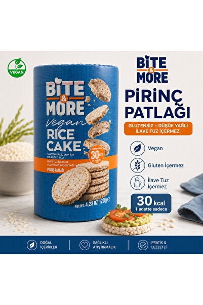 bite & more Pirinç Patlağı 120 g – Glutensiz, Fit Atıştırmalık, Düşük Kalori ...
