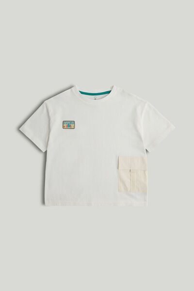 MOTHERCARE تي شيرت أبيض بجيب