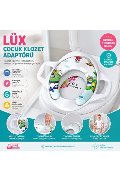 Primeaks Lüx Çocuk Klozet Adaptörü Kulplu Yumuşak Oturak Kaydırmaz Tuvalet Eğ...