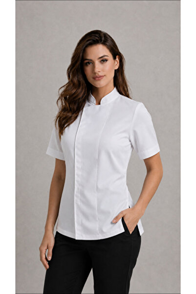 özgün üniforma Short Sleeve Women's Chef Jacket – Hidden Snap Closure, Stylis...