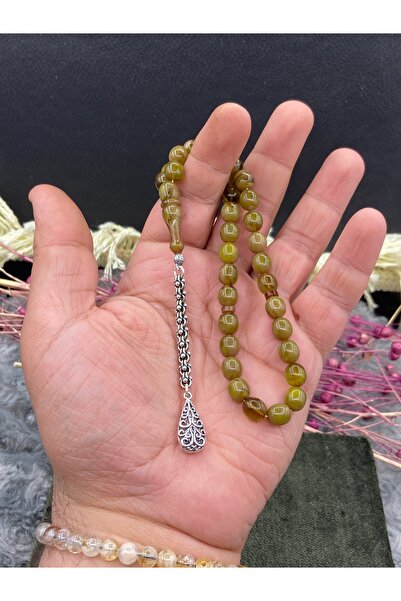 Kttesbihaksesuar 7x8 mm USTA İŞÇİLİKLİ 925 AYAR GÜMÜŞ PÜSKÜLLÜ ATEŞ KEHRİBAR ...