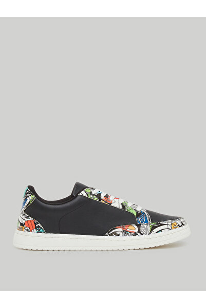 Styli Men Black Graphic Print Sneakers