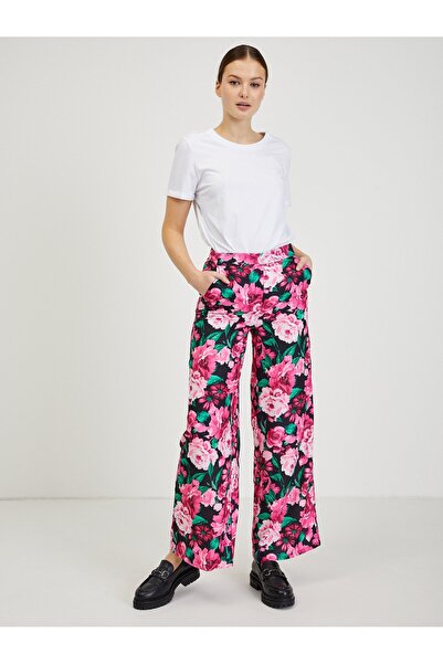 ORSAY Pink women's floral trousers