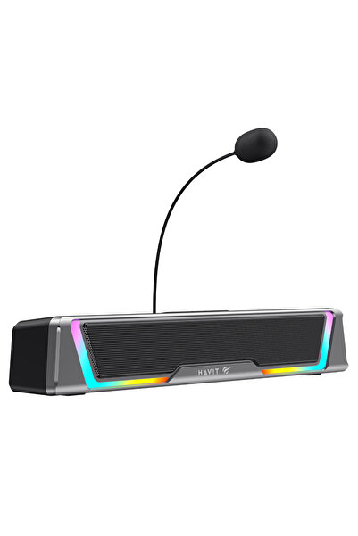 Havit SK221 RGB Işıklı Gaming Soundbar, Oyuncu Hoparlörü - BT 6.0 ve USB, Çıkarılabilir Mikrofonlu
