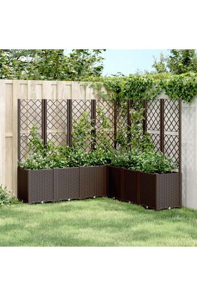 vidaxl Jardiniera de gradina cu spalier, maro, 160x160x140 cm, PP