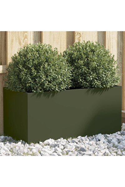 vidaxl Jardiniera, verde masliniu, 62x30x29 cm, otel
