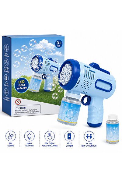 Wanna Bubbles Işıklı Otomatik Baloncuk Tabancası – Mavi (Led Işıklı)