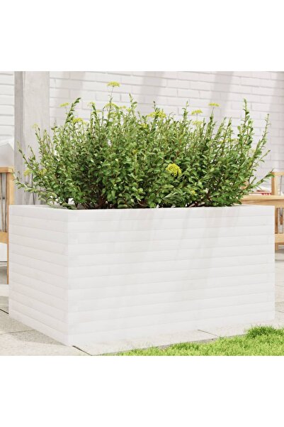 vidaxl Jardiniera de gradina, alb, 90x60x45,5 cm, lemn masiv de pin
