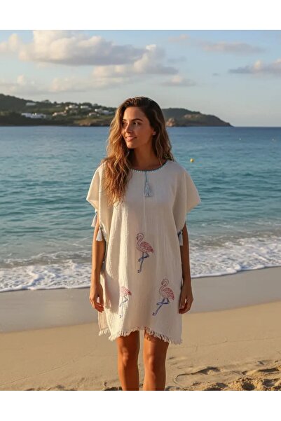 ELİTE NOVA SHOPPİNG cotton Bohem Desenli Pamuk Pareo – Plaj Elbisesi / Kimono...