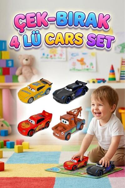 Tıfıl Toys Efsane Yarış Arabaları Odanda! 4'lü Metal Çek-Bırak Mekanizmalı De...