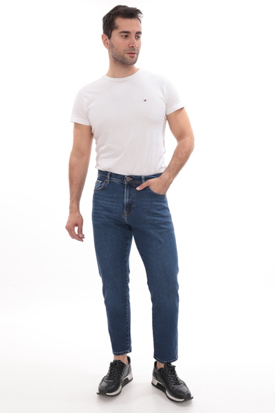 Erkek Boyfirend Mavi Taşlı Yıkamalı