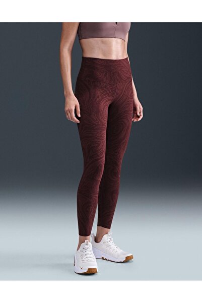 Nike Zenvy Women's High-Waisted 7/8 Printed Leggings Yüksek Belli Bordo Kadın...